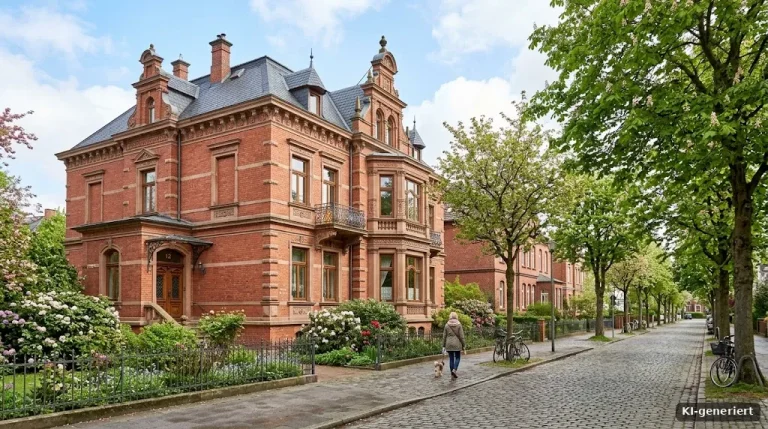 Restaurierte denkmalgeschützte Backsteinvilla aus der Gründerzeit in einer ruhigen Stadtstraße