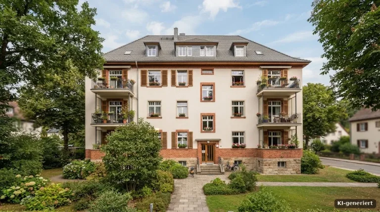 Mehrfamilienhaus mit mehreren Wohnungen, gepflegte Fassade