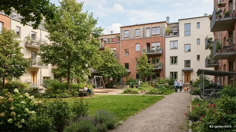 Genossenschaftliche Wohnanlage mit Innenhof und Grün