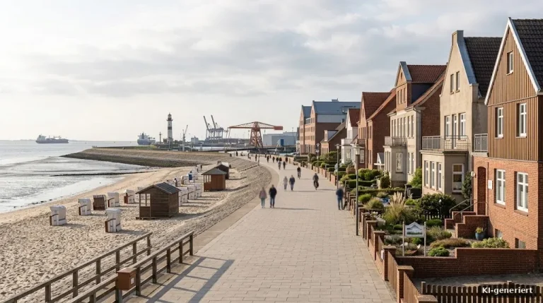 Wilhelmshaven Südstrand mit Promenade und Häusern